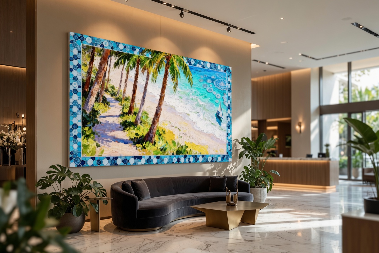 Mosaic Eden: Whispers Along the Palm Shore - Image 3