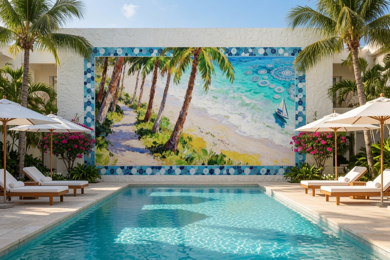 Mosaic Eden: Whispers Along the Palm Shore - Image 2