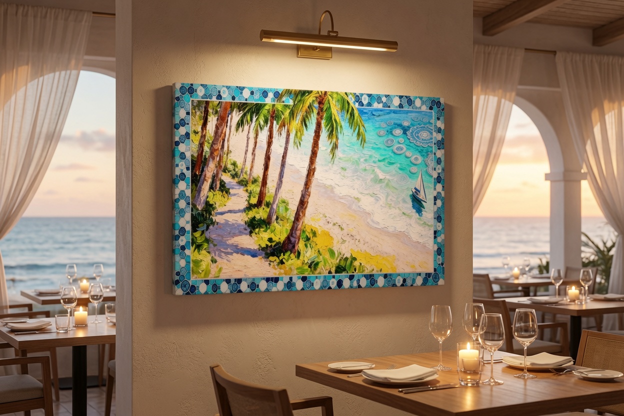 Mosaic Eden: Whispers Along the Palm Shore - Image 4
